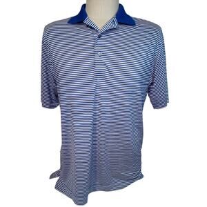 FootJoy Men’s Golf Polo Shirt Blue White Striped Performance Size M